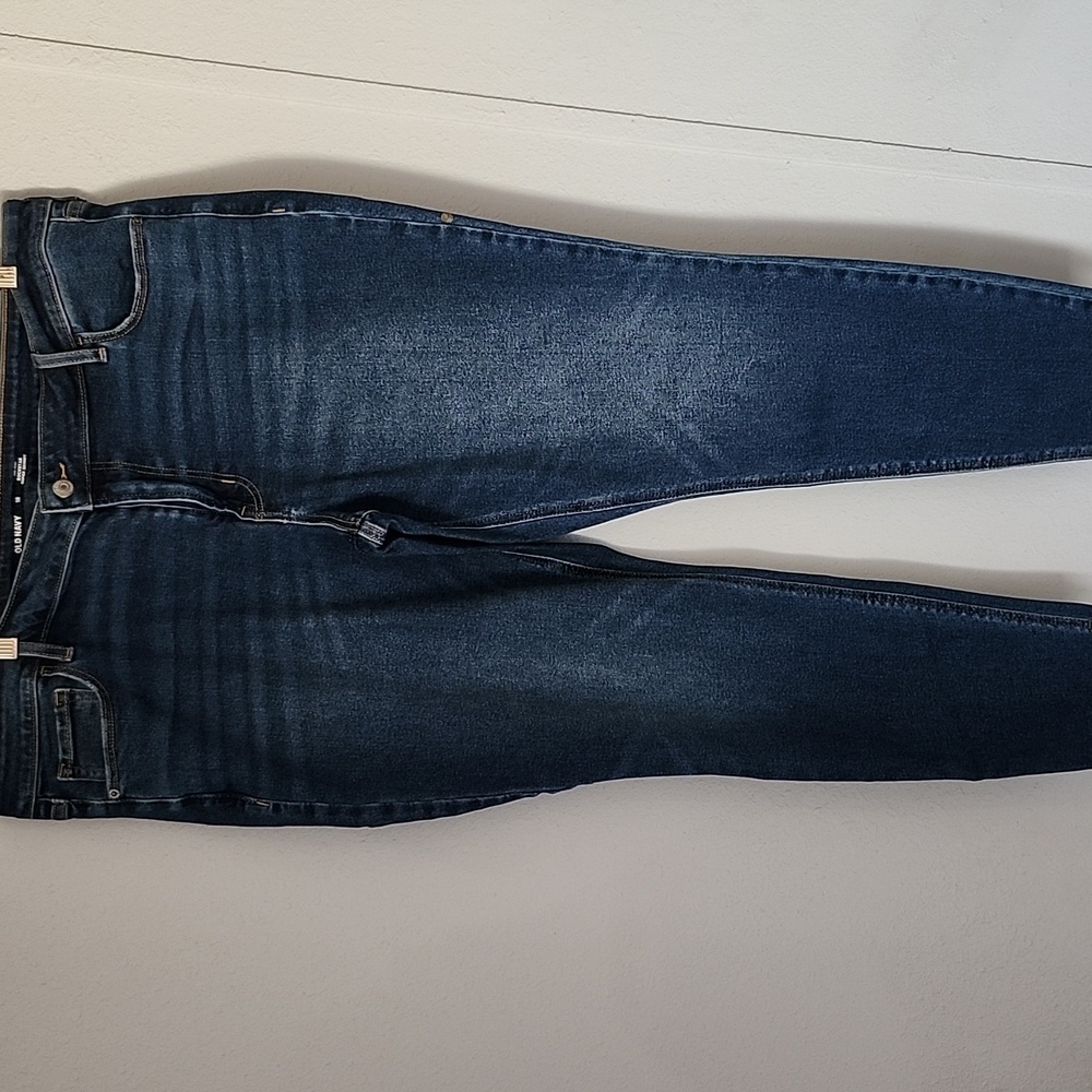 Old Navy Mid-Rise Rockstar Super Skinny Dark Blue Denim Jeans